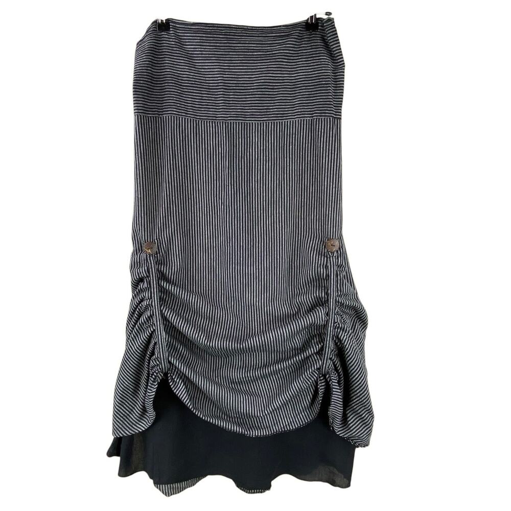 Avatar Clothing Striped Midi Skirt Size L Gray Black Art To Wear Boho